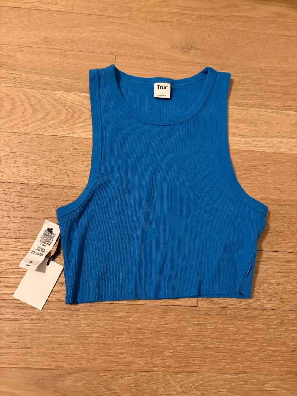 NWT Blue Aritzia TNA Cropped Ribbed Tank Top Size S